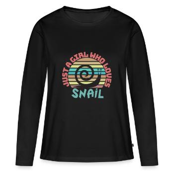 JUSTE UNE FILLE QUI AIME L’ESCARGOT - AMOUREUX D’ESCARGOT D’ANIMAL FAMILIER - T-shirt manches longues Premium bio Femme - noir - Devant - Julia (174cm)