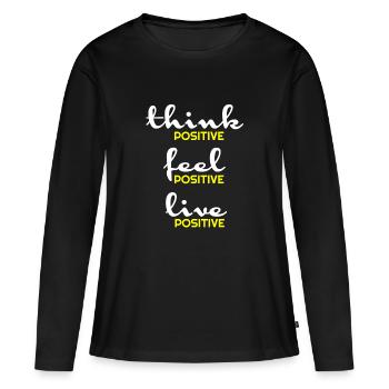 Pensée positive, positive, t-shirts positifs, hoody - T-shirt manches longues Premium bio Femme - noir - Devant - Julia (174cm)