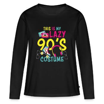 90er Jahre Neunziger Mottoparty Retro - Frauen Premium Bio Langarmshirt - Schwarz - Vorne - Julia (174cm)