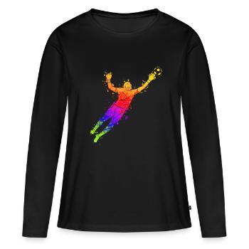 Gardien de but coloré Gardien de but De but de football - T-shirt manches longues Premium bio Femme - noir - Devant - Julia (174cm)