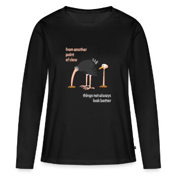 Vogel Strauss Tactics - D’un autre point de vue - T-shirt manches longues Premium bio Femme - noir - Devant - Julia (174cm)