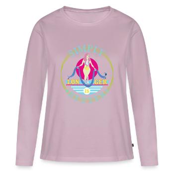 Simplement plus longtemps, c’est mieux. - T-shirt manches longues Premium bio Femme - rose poudré - Devant - Julia (174cm)
