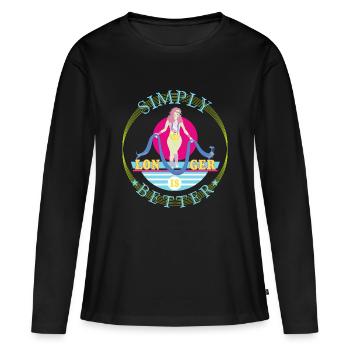 Einfach länger ist besser. - Frauen Premium Bio Langarmshirt - Schwarz - Vorne - Julia (174cm)