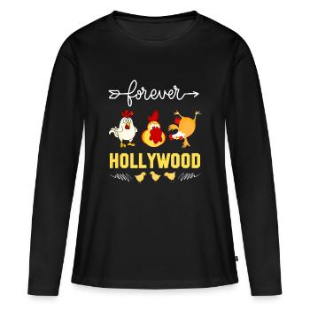Forever Hollywood Poules et Coq - T-shirt manches longues Premium bio Femme - noir - Devant - Julia (174cm)