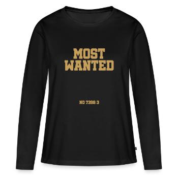 Most Wanted - Cool Qoute - Gangster - Rappeur - T-shirt manches longues Premium bio Femme - noir - Devant - Julia (174cm)