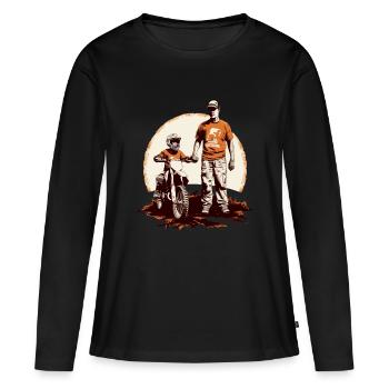 Papa-Erinnerungen - Frauen Premium Bio Langarmshirt - Schwarz - Vorne - Julia (174cm)