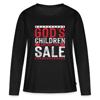 Les enfants de Dieu ne sont pas à vendre - T-shirt manches longues Premium bio Femme - noir - Devant - Julia (174cm)