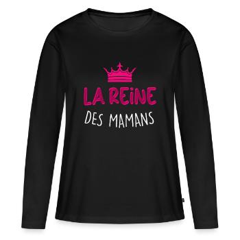 La Reine Des Mamans C'est Ma Mère Humour Femme - T-shirt manches longues Premium bio Femme - noir - Devant - Julia (174cm)