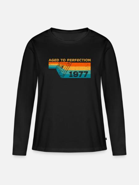 Jahrgang 1977 - Retro 1977 Geburtstagsgeschenk - Frauen Premium Bio Langarmshirt - Schwarz