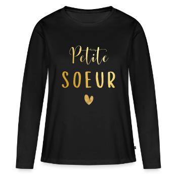 Petite sœur - T-shirt manches longues Premium bio Femme - noir - Devant - Julia (174cm)