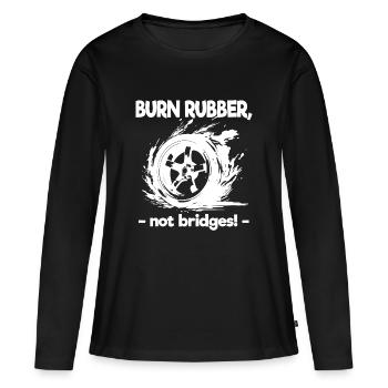 Burn Rubber Burnout Auto Tuning Voiture Drifting Drift - T-shirt manches longues Premium bio Femme - noir - Devant - Julia (174cm)