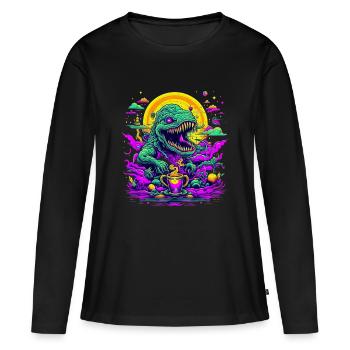 café Rêve - T-shirt manches longues Premium bio Femme - noir - Devant - Julia (174cm)