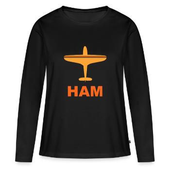 Aéroport de Hambourg - HAM - Cité hanséatique - Elbe - T-shirt manches longues Premium bio Femme - noir - Devant - Julia (174cm)
