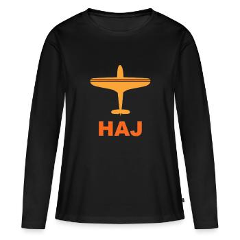 Flughafen Hannover - Deutschland - Frauen Premium Bio Langarmshirt - Schwarz - Vorne - Julia (174cm)