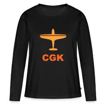 Aéroport de Jakarta - CGK - Indonésie - Spotter - T-shirt manches longues Premium bio Femme - noir - Devant - Julia (174cm)