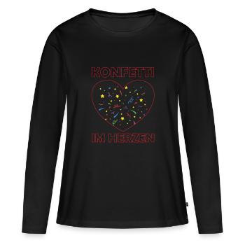 Confettis en plein cœur - T-shirt manches longues Premium bio Femme - noir - Devant - Julia (174cm)
