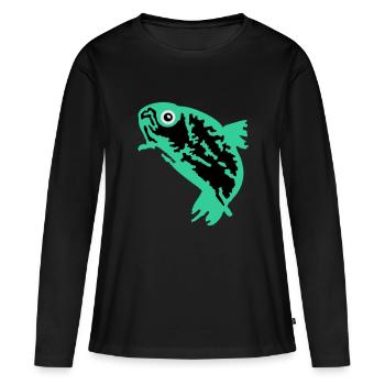 truite (3c) - T-shirt manches longues Premium bio Femme - noir - Devant - Julia (174cm)
