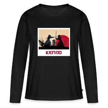 Kendo combat à l’épée - T-shirt manches longues Premium bio Femme - noir - Devant - Julia (174cm)