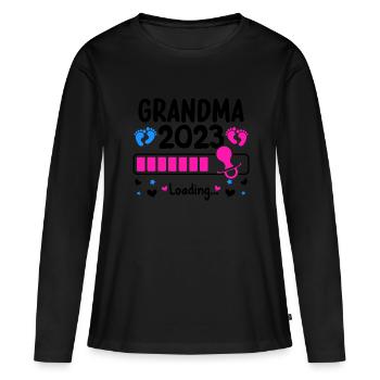Grand-mère-à-être 2023 Grand-mère chargement 2023 Grand-mère - T-shirt manches longues Premium bio Femme - noir - Devant - Julia (174cm)