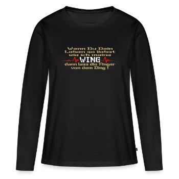 Motorrad Spruch Goldwing - Ich liebe meine Wing - Frauen Premium Bio Langarmshirt - Schwarz - Vorne - Julia (174cm)
