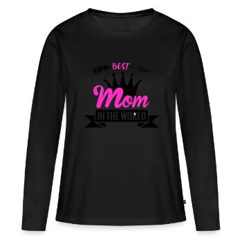 Idée cadeau de mère pour la fête des mères Meilleure mère - T-shirt manches longues Premium bio Femme - noir - Devant - Julia (174cm)