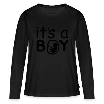 Schwanger, Es ist ein Junge, Schwangerschaft - Frauen Premium Bio Langarmshirt - Schwarz - Vorne - Julia (174cm)