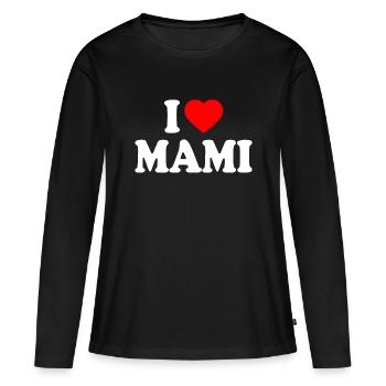 I love mami - T-shirt manches longues Premium bio Femme - noir - Devant - Julia (174cm)