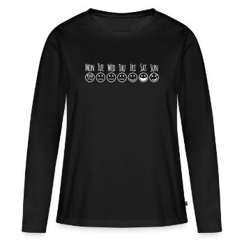 Smileys en semaine - T-shirt manches longues Premium bio Femme - noir - Devant - Julia (174cm)