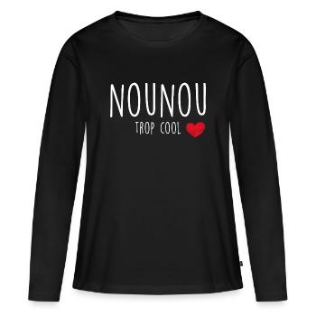 Nounou Trop Cool Cadeau Femme - T-shirt manches longues Premium bio Femme - noir - Devant - Julia (174cm)