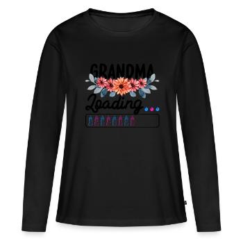 Werdende Oma, Oma loading mit Blumen - Frauen Premium Bio Langarmshirt - Schwarz - Vorne - Julia (174cm)