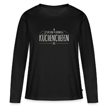 Küchenchefin und Köchin - Frauen Premium Bio Langarmshirt - Schwarz - Vorne - Julia (174cm)
