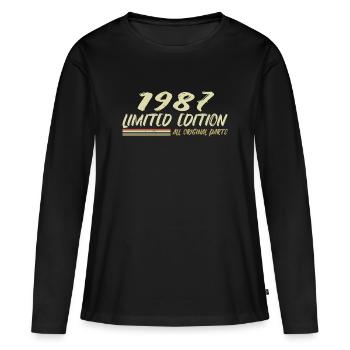1987 Geburtstagsgeschenkidee 1987 - Frauen Premium Bio Langarmshirt - Schwarz - Vorne - Julia (174cm)