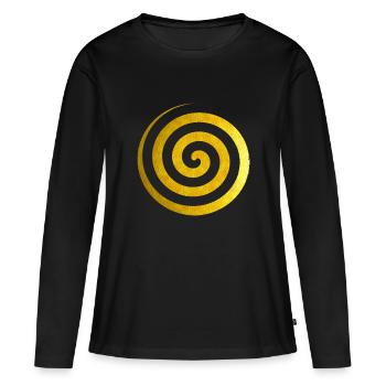 Spirale d'or - T-shirt manches longues Premium bio Femme - noir - Devant - Julia (174cm)