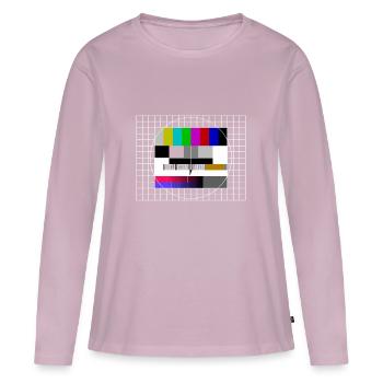 Image d’essai Rétro Vintage - T-shirt manches longues Premium bio Femme - rose poudré - Devant - Julia (174cm)