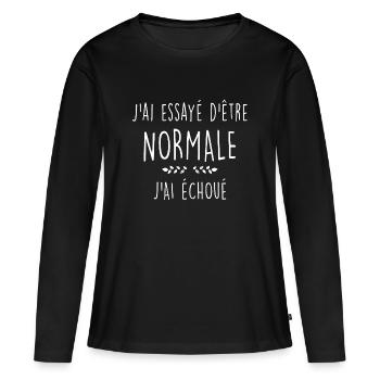 Citation Pour femme Singulière Et Indépendante - T-shirt manches longues Premium bio Femme - noir - Devant - Julia (174cm)