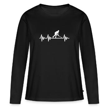 Hockey sur gazon J'aime le rythme cardiaque du hockey - T-shirt manches longues Premium bio Femme - noir - Devant - Julia (174cm)