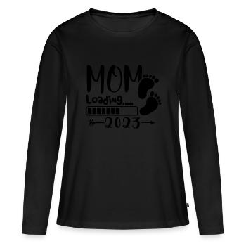 Mama loading 2023, werdende Mutter 2023 - Frauen Premium Bio Langarmshirt - Schwarz - Vorne - Julia (174cm)