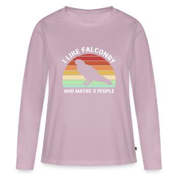 Fauconnerie Chirp Falcon - T-shirt manches longues Premium bio Femme - rose poudré - Devant - Julia (174cm)