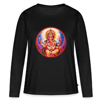 Ganesha - Frauen Premium Bio Langarmshirt - Schwarz - Vorne - Julia (174cm)