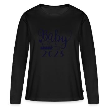 I will finally be a mother in 2023, baby will come in 2023 - Women's Premium Organic Long Sleeve Shirt - black - Front - Julia (174cm)