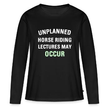 DES CONFÉRENCES D’ÉQUITATION IMPRÉVUES PEUVENT AVOIR LIEU - T-shirt manches longues Premium bio Femme - noir - Devant - Julia (174cm)