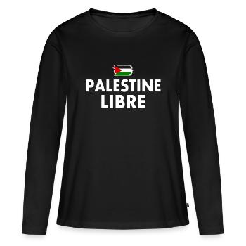 palestine libre - T-shirt manches longues Premium bio Femme - noir - Devant - Julia (174cm)