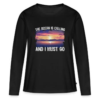 Océan Abnoe Plongée Océan Requin - T-shirt manches longues Premium bio Femme - noir - Devant - Julia (174cm)