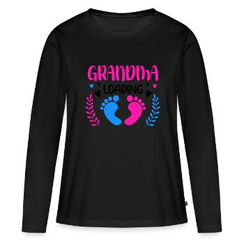 Werdende Oma, Endlich werde ich eine Oma - Frauen Premium Bio Langarmshirt - Schwarz - Vorne - Julia (174cm)