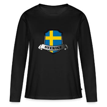 Sverige Sweden Schweden Flag Scandinavia Vikings - Frauen Premium Bio Langarmshirt - Schwarz - Vorne - Julia (174cm)