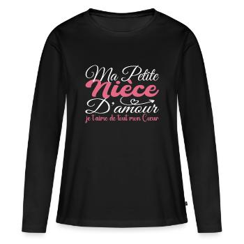 Cadeau Nièce d'amour, meilleure Nièce je t'aime - T-shirt manches longues Premium bio Femme - noir - Devant - Julia (174cm)