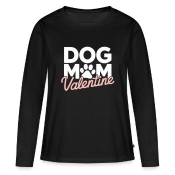 Chien Maman Saint-Valentin | Cadeau Chien Maman - T-shirt manches longues Premium bio Femme - noir - Devant - Julia (174cm)