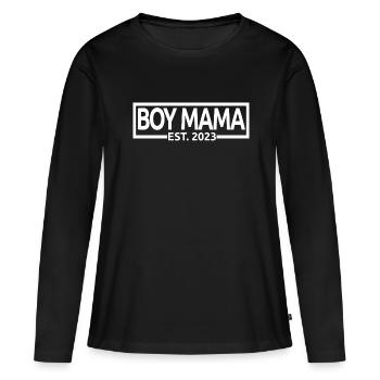 Boy Mama Est. 2023 Baby Shower Pregnancy Reveal - Women's Premium Organic Long Sleeve Shirt - black - Front - Julia (174cm)