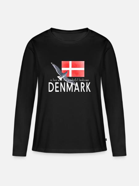 Dänemark Danmark Möwe - Frauen Premium Bio Langarmshirt - Schwarz