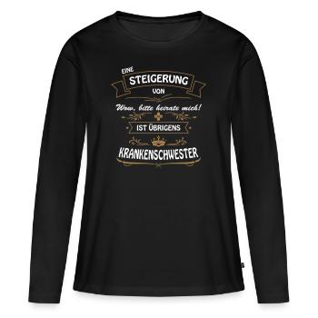 Steigerung-Krankenschwester - Frauen Premium Bio Langarmshirt - Schwarz - Vorne - Julia (174cm)
